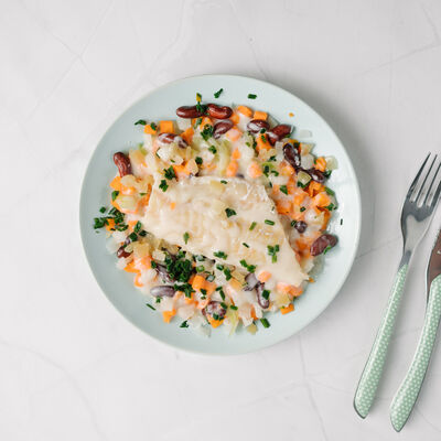 Filet de julienne, blanquette de légumes d'hiver