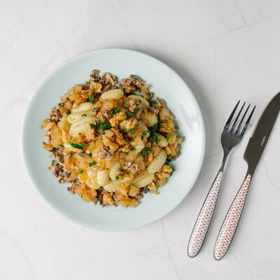 Gnocchis, duxelle de champignons et endives sautées
