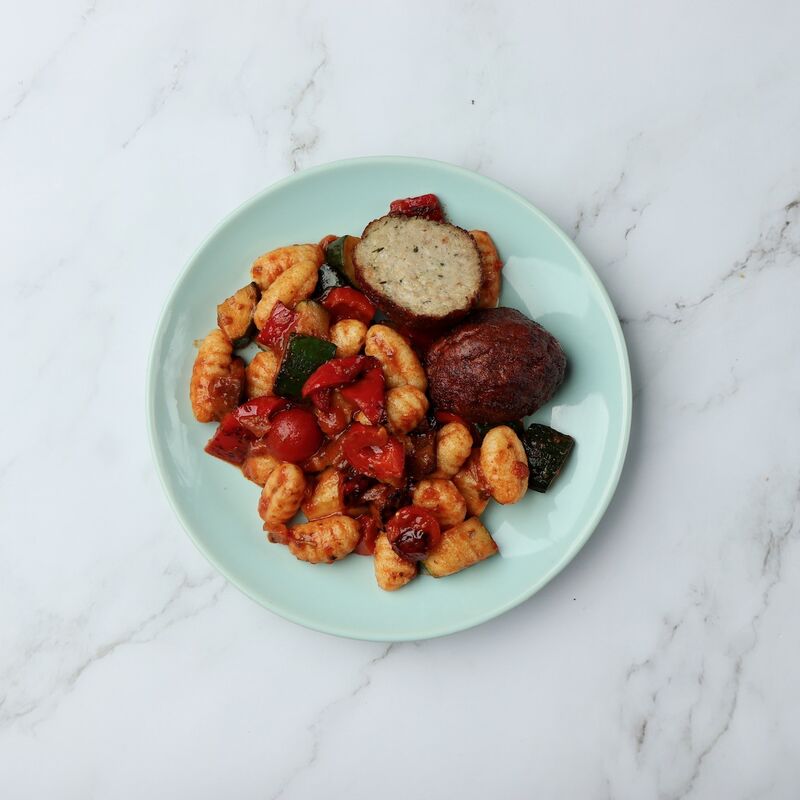 Boulette de porc au paprika ratatouille et gnocchi poêlés