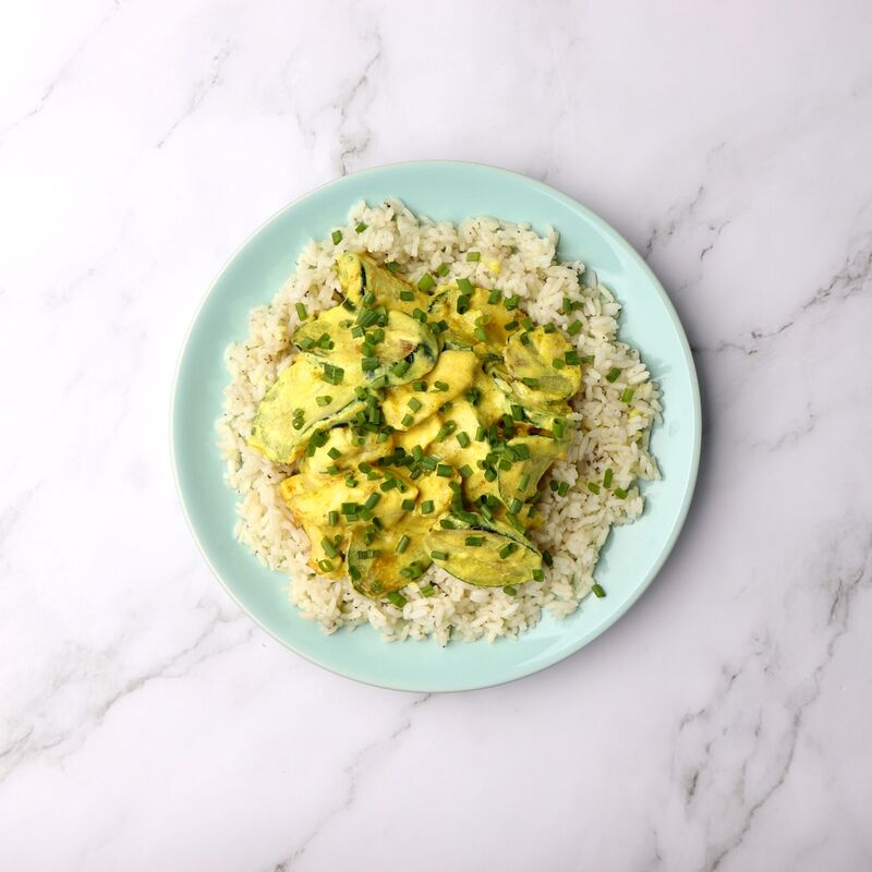 Colombo de porc courgettes du potager et riz créole