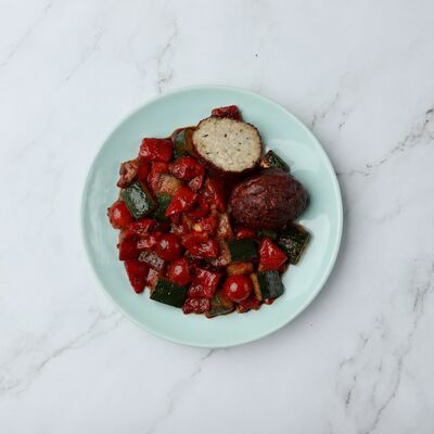 Boulette de porc au paprika ratatouille