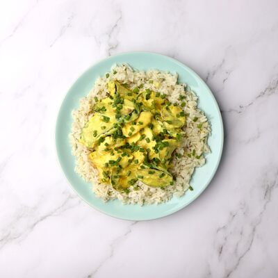 Colombo de porc courgettes du potager et riz créole