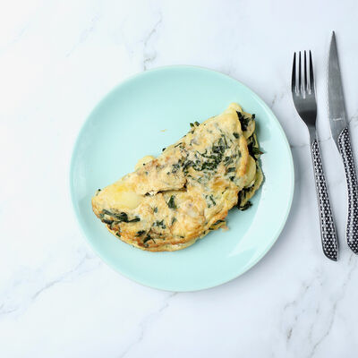 Frittata, épinards ricotta, sauce tomate et tomme de Yenne