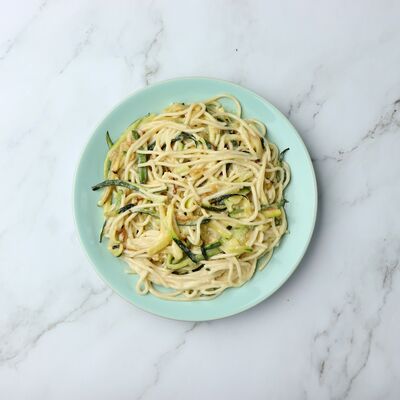 Spaghettis aux 3 fromages et courgettes
