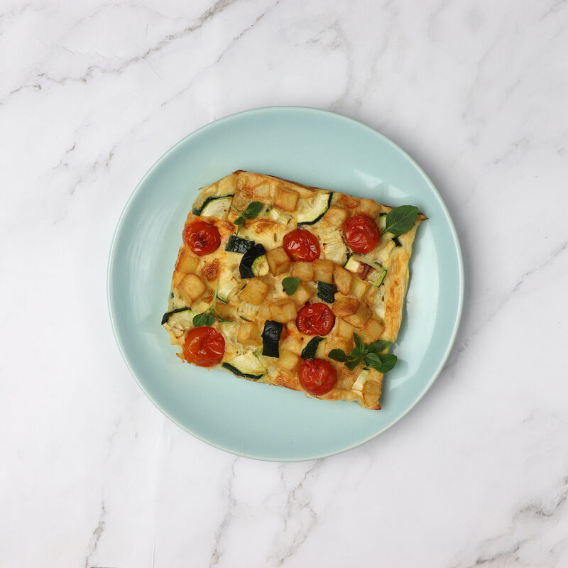 Clafoutis Tomates ricotta courgette et basilic