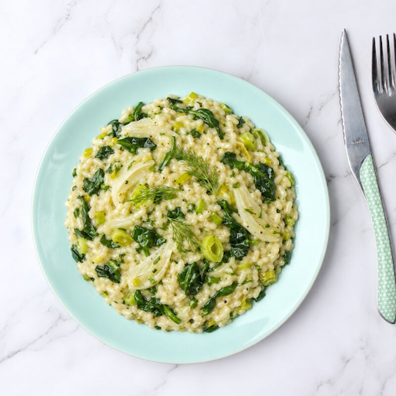 Risotto fenouil épinard et poireau